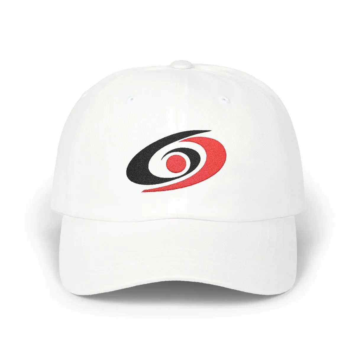 Carolina Hockey embroidered dad cap in Black & Red, front view
