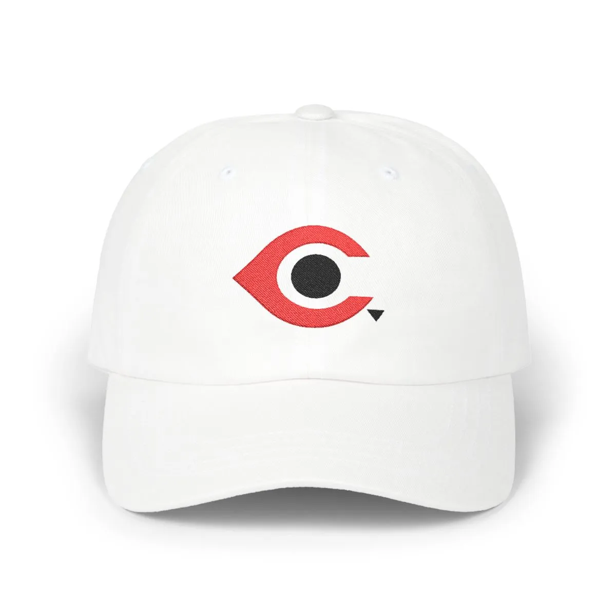 Cincinnati Baseball embroidered dad cap in Red & Black, front view