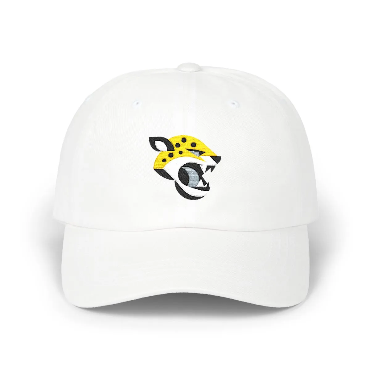 Jacksonville Football embroidered dad cap in Black, Gold & White, front view