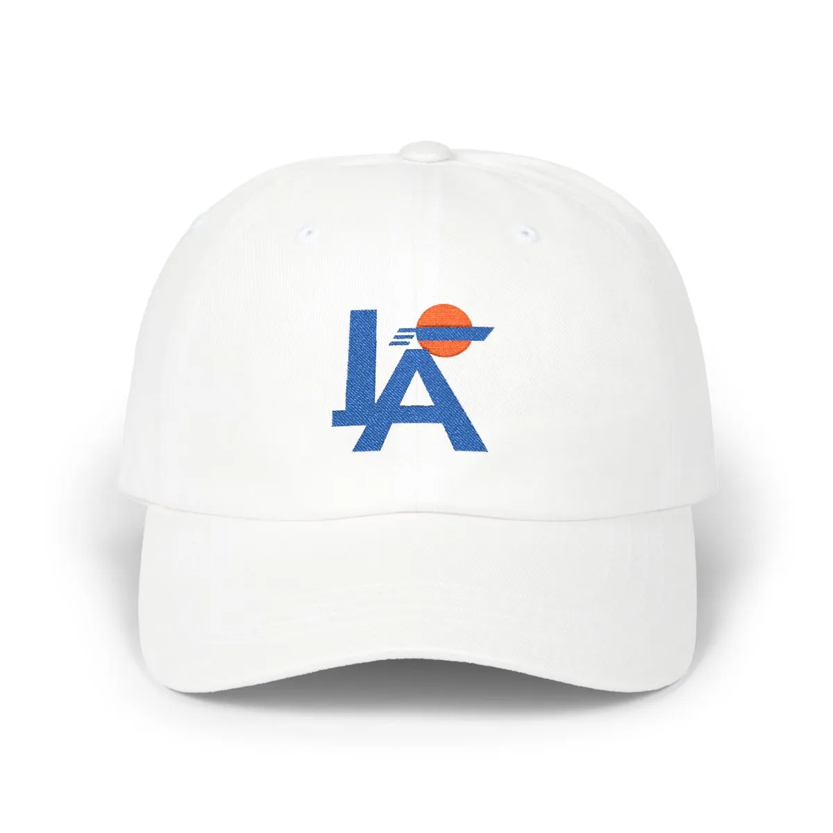 Los Angeles Baseball embroidered dad cap in Royal & Orange, front view