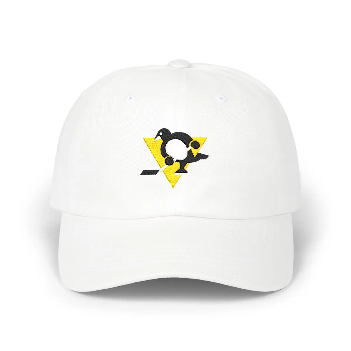 Pittsburgh Hockey embroidered dad cap in Black, Gold & White, front view