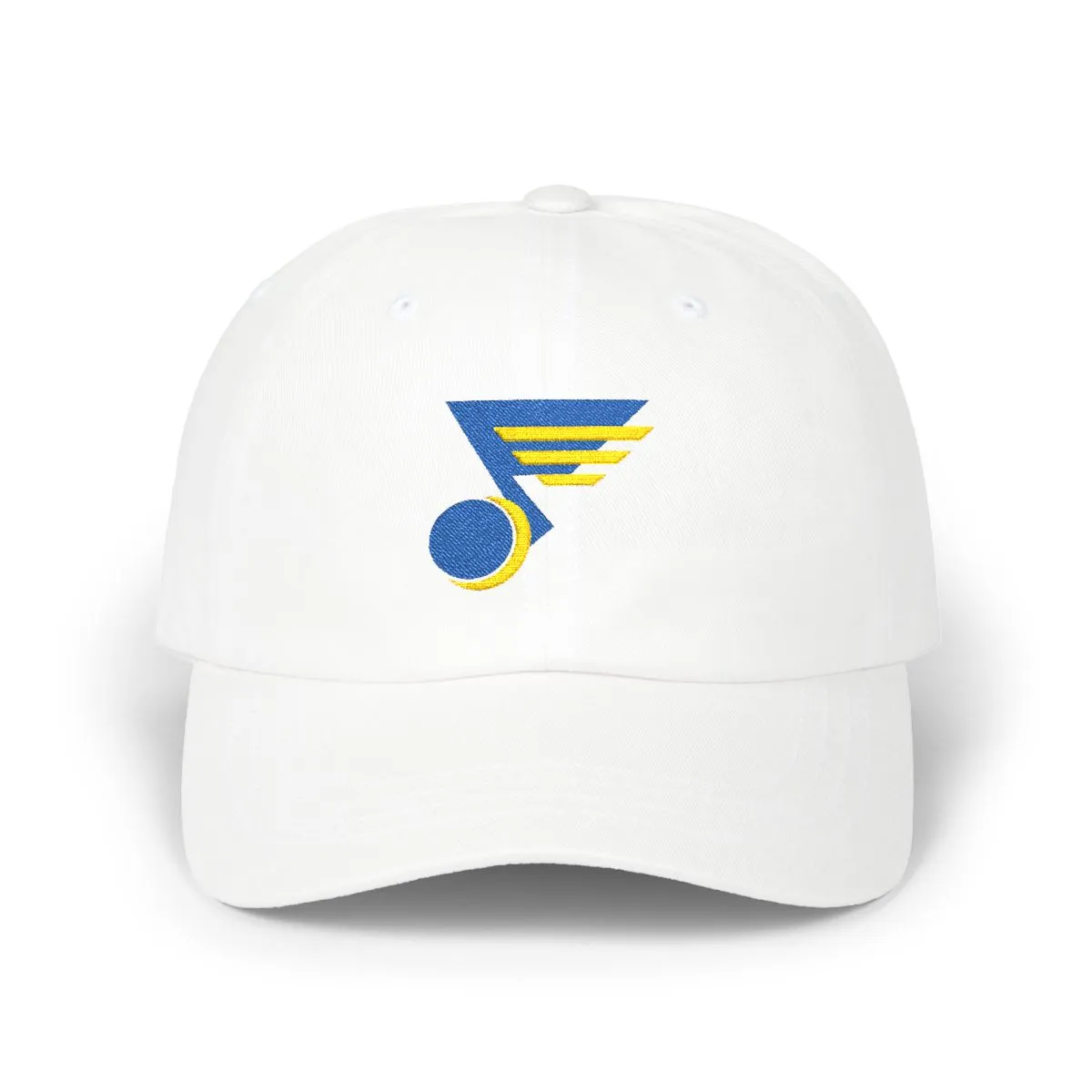 St. Louis Hockey embroidered dad cap in Royal & Gold, front view